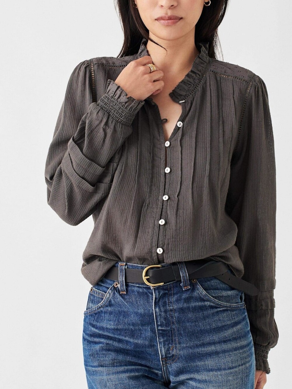 Faherty Willa Blouse in Faded Black